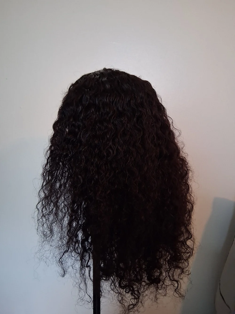 Natural Deep Brown Curly Lace Front Wig - Center Part